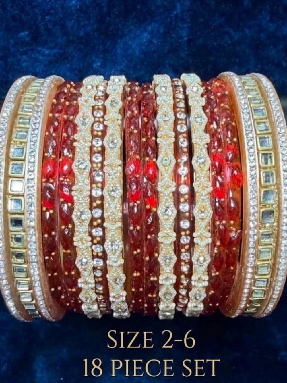 Traditional Rhinestone Bangle Set for Women - Ethnic Stackable Bridal Bracelets